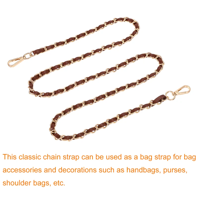 55" Purse Strap with Buckle for Shoulder and Cross Body(Dark Brown+Gold)