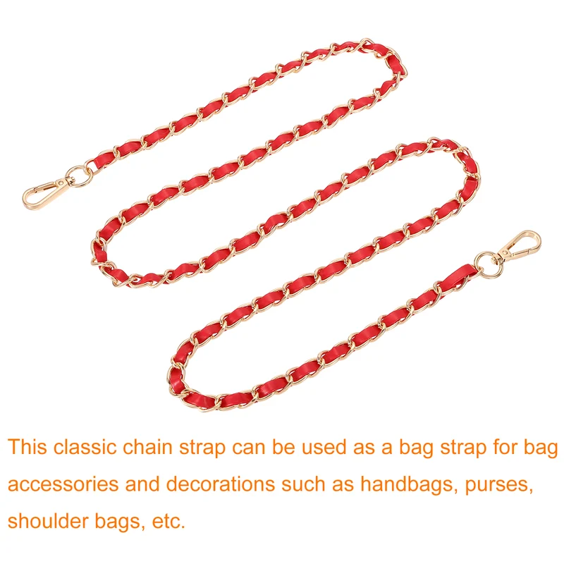 55" Purse Strap with Buckle for Shoulder and Cross Body(Red+Gold)