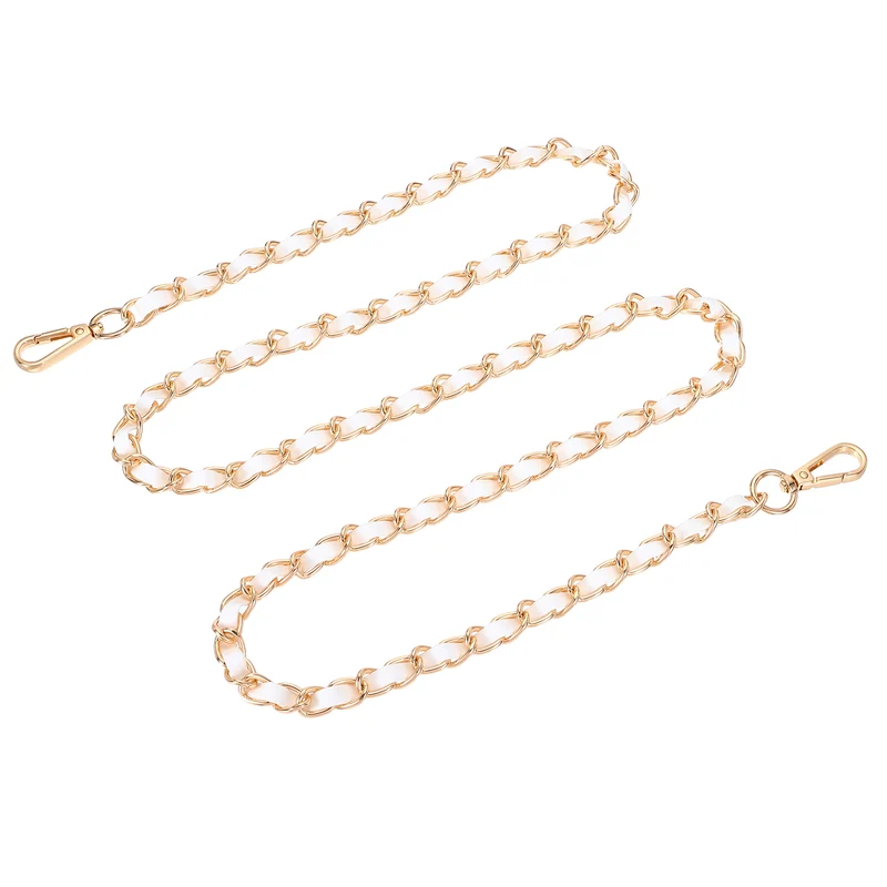 55" Purse Strap with Buckle for Shoulder and Cross Body(White+Gold)