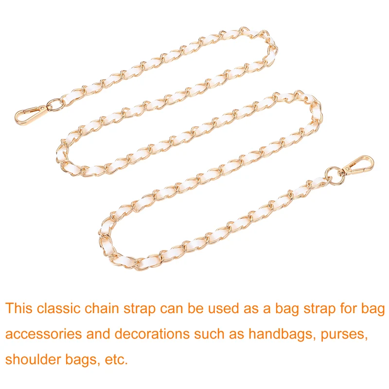 55" Purse Strap with Buckle for Shoulder and Cross Body(White+Gold)