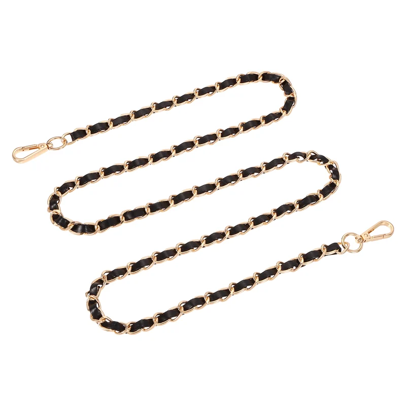 55" Purse Strap with Buckle for Shoulder and Cross Body(Black+Gold)