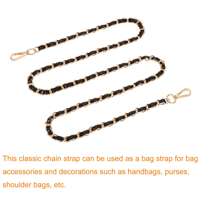 55" Purse Strap with Buckle for Shoulder and Cross Body(Black+Gold)