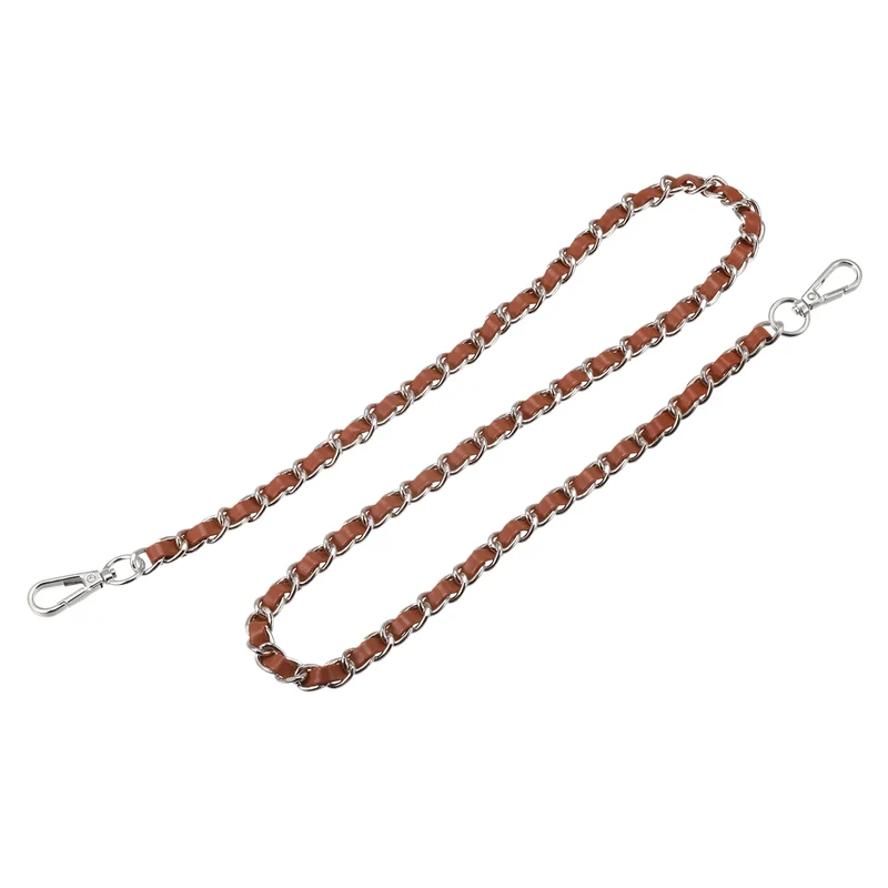 Purse Chain Strap, 32" Purse Strap Shoulder Bag Replacement Strap, Brown+Silver