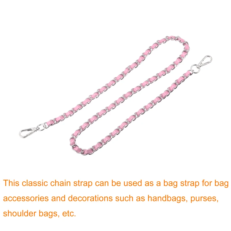 Purse Chain Strap, 32" Purse Strap Shoulder Bag Replacement Strap, Pink+Silver