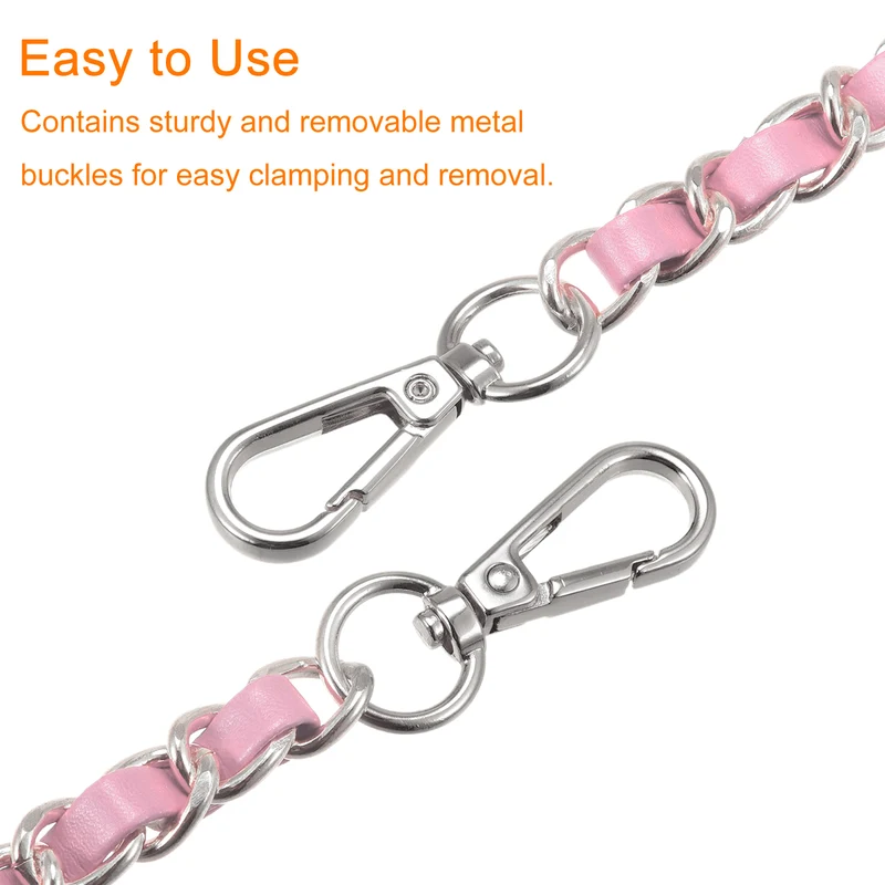 Purse Chain Strap, 32" Purse Strap Shoulder Bag Replacement Strap, Pink+Silver