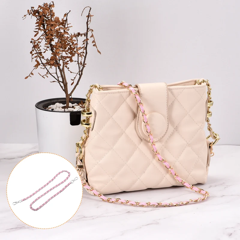 Purse Chain Strap, 32" Purse Strap Shoulder Bag Replacement Strap, Pink+Silver