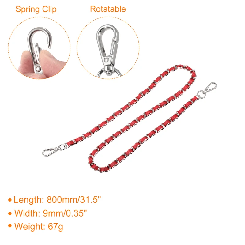 Purse Chain Strap 32" Purse Strap Shoulder Bag Replacement Strap Red Silver