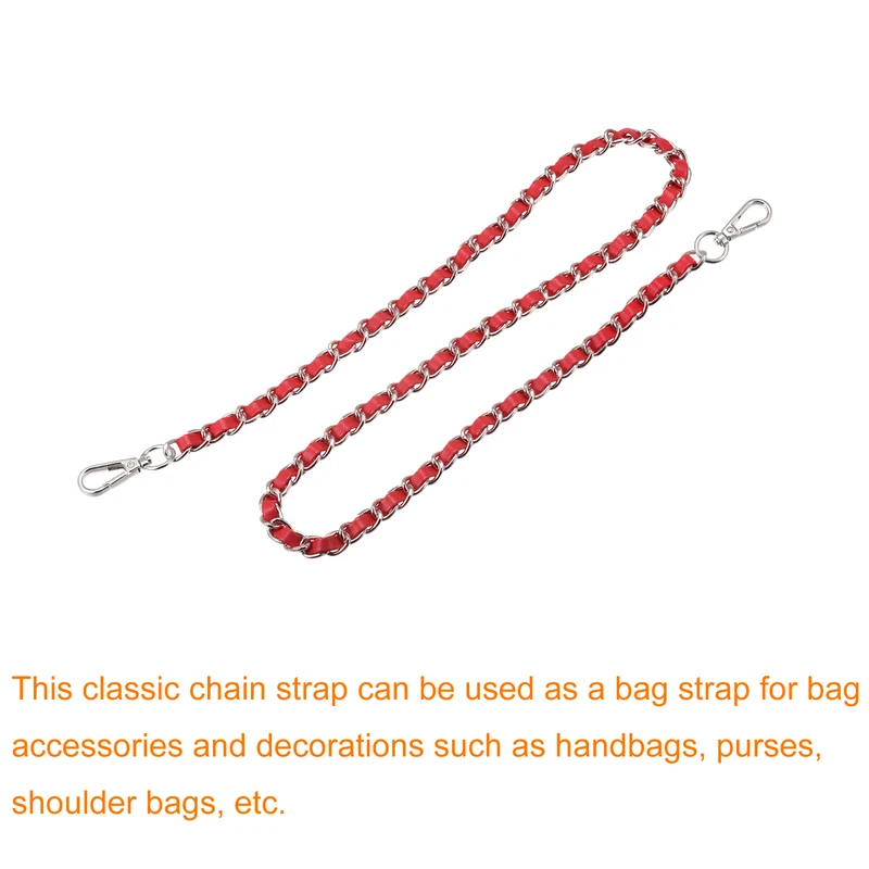 Purse Chain Strap 32" Purse Strap Shoulder Bag Replacement Strap Red Silver