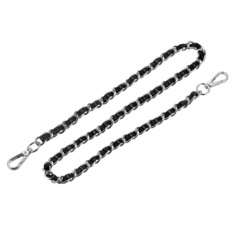 Purse Chain Strap 32" Purse Strap Shoulder Bag Replacement Strap Black+Silver