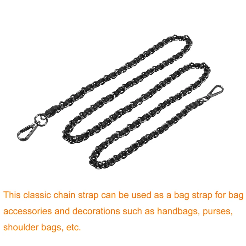 Purse Chain Strap, 55" Purse Strap Shoulder Bag Replacement Strap, Black+Grey