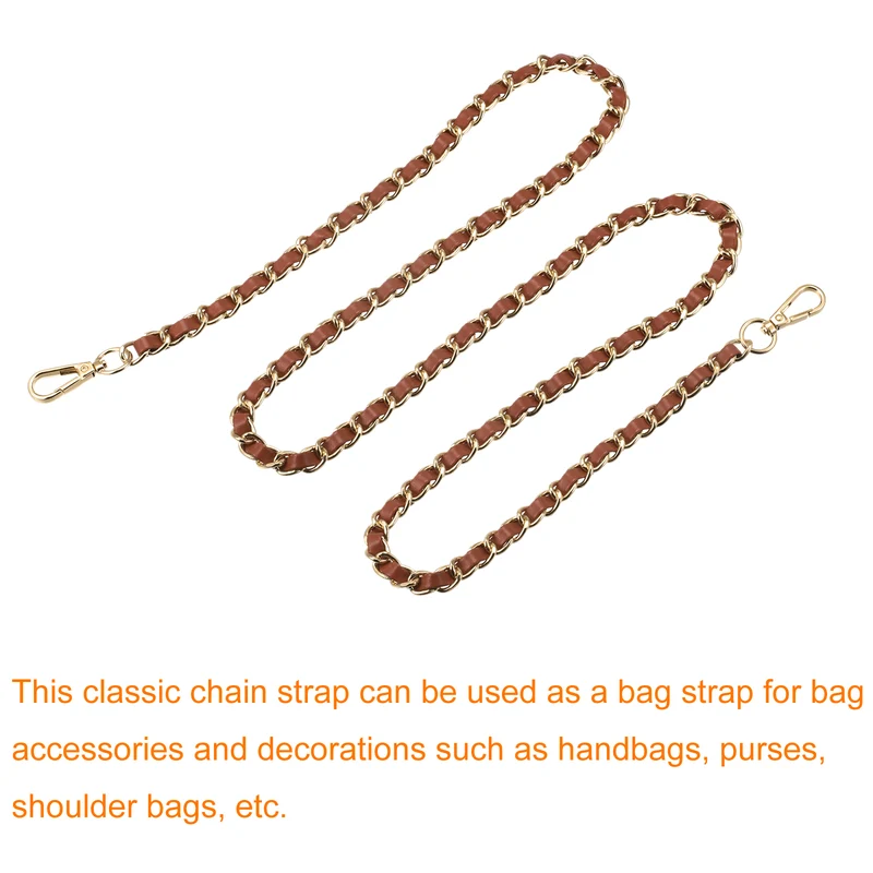 Purse Chain Strap, 55" Purse Strap Shoulder Bag Replacement Strap, Brown+Gold