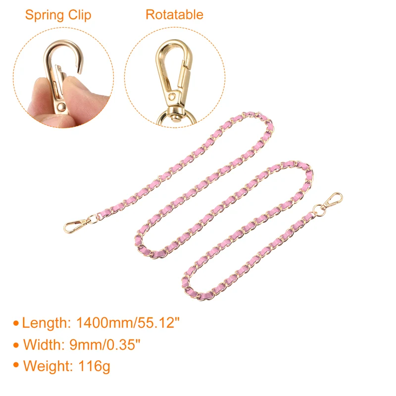 Purse Chain Strap, 55" Purse Strap Shoulder Bag Replacement Strap, Pink+Gold