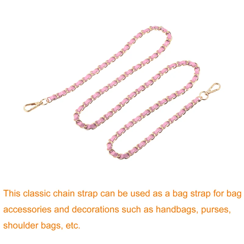 Purse Chain Strap, 55" Purse Strap Shoulder Bag Replacement Strap, Pink+Gold