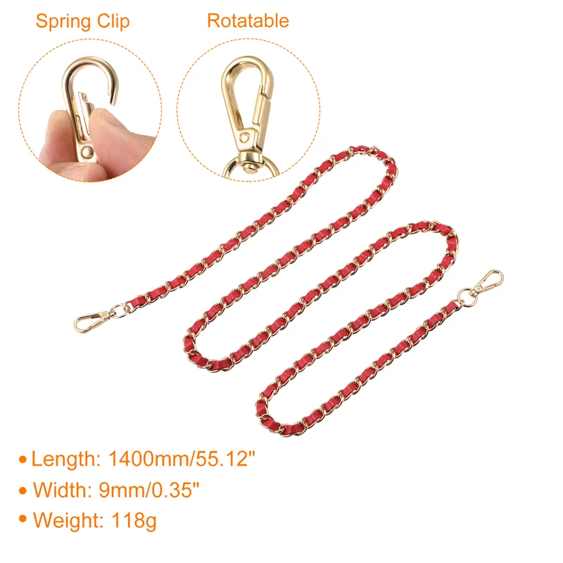 Purse Chain Strap, 55" Purse Strap Shoulder Bag Replacement Strap, Red+Gold