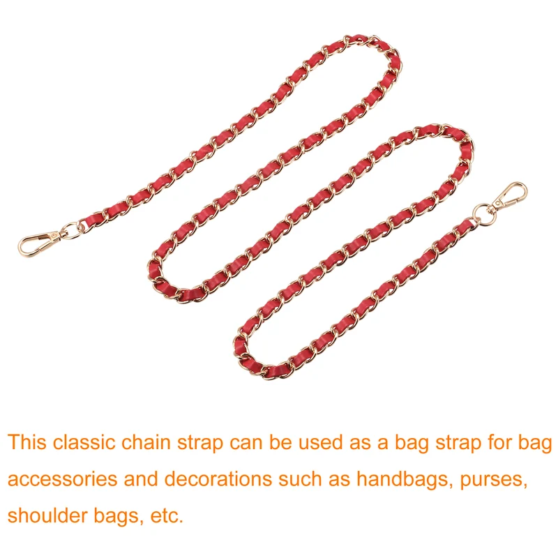 Purse Chain Strap, 55" Purse Strap Shoulder Bag Replacement Strap, Red+Gold