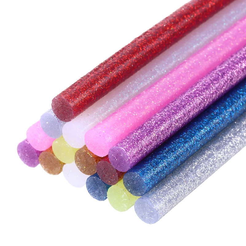 16pcs Mini Hot Glue Gun Sticks 0.28"x4" for Glue Gun, Glitter 8 Colors