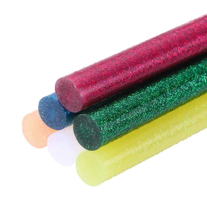 Mini Hot Glue Sticks for Glue Gun 0.43-inchx8-inch Glitter 6 Colors 6pcs