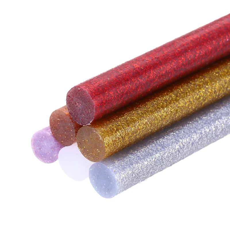 Mini Hot Glue Sticks for Glue Gun 8-inchx0.43-inch Glitter 6 Colors 6pcs