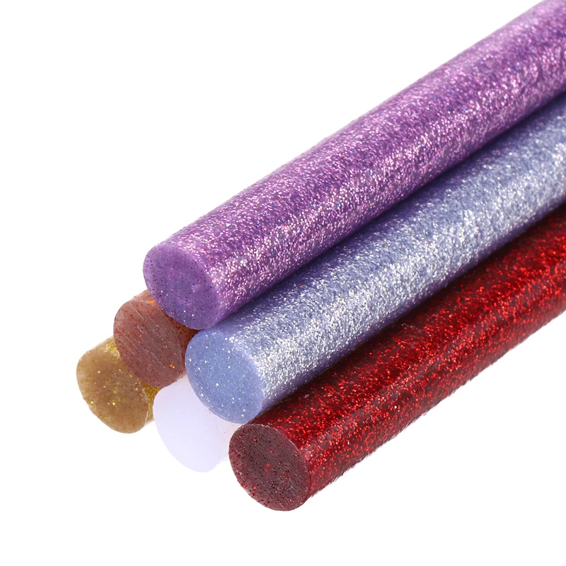 Mini Hot Glue Sticks for Glue Gun 4-inchx0.43-inch Glitter 6 Colors 6pcs