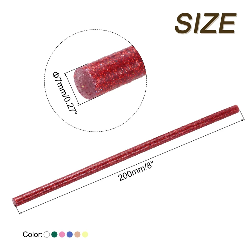 Mini Hot Glue Sticks for Glue Gun 0.28-inchx8-inch Glitter 6 Colors 6pcs