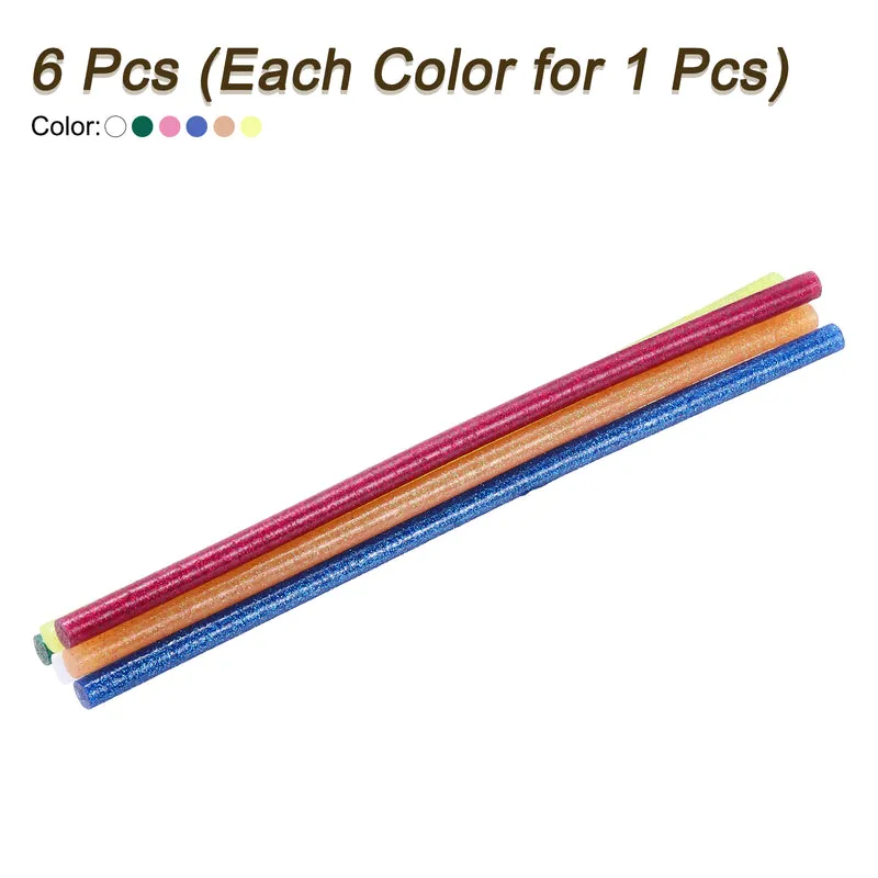 Mini Hot Glue Sticks for Glue Gun 0.28-inchx8-inch Glitter 6 Colors 6pcs