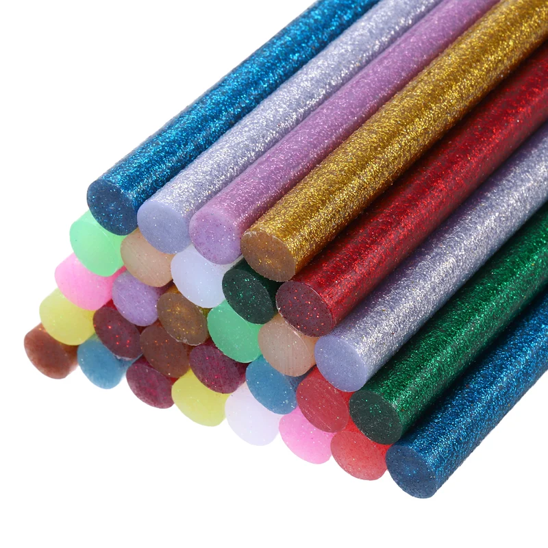 30pcs Mini Hot Glue Gun Sticks 8"x0.43" for Glue Gun, Glitter 15 Colors