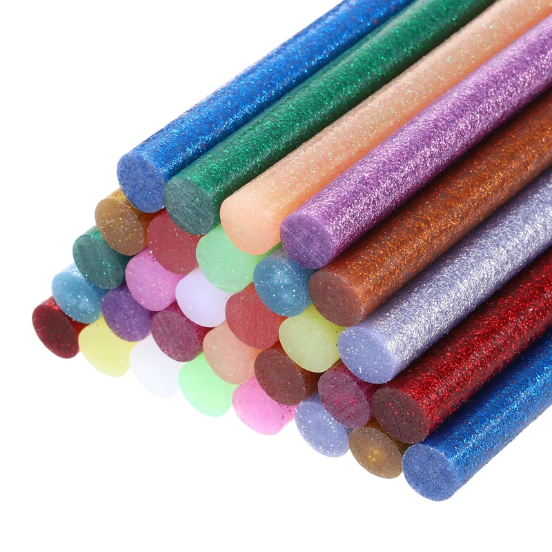 30pcs Mini Hot Glue Gun Sticks 4"x0.43" for Glue Gun, Glitter 15 Colors