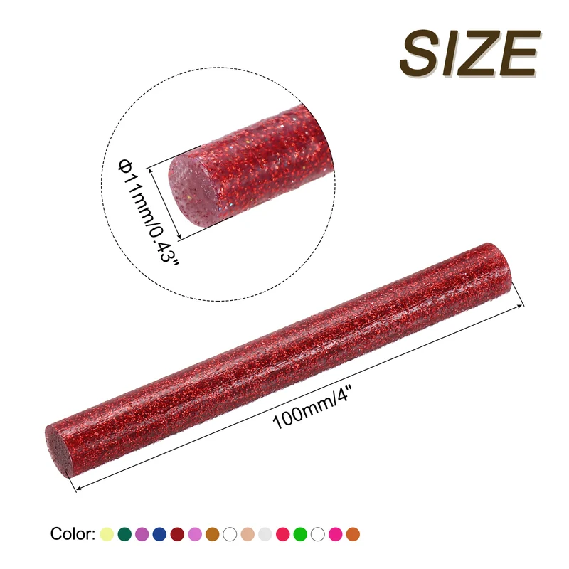 30pcs Mini Hot Glue Gun Sticks 4"x0.43" for Glue Gun, Glitter 15 Colors