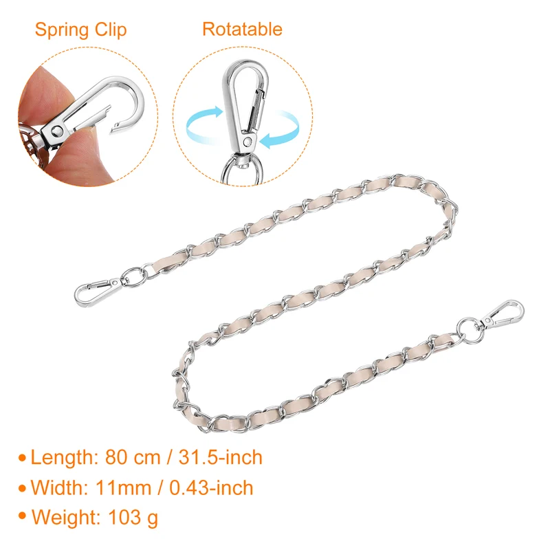 32" Purse Strap with Buckle for Shoulder and Cross Body(Beige+Silver)