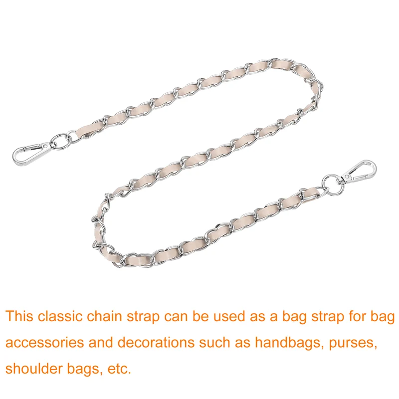 32" Purse Strap with Buckle for Shoulder and Cross Body(Beige+Silver)