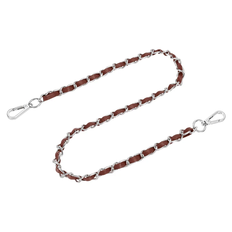 32" Purse Strap with Buckle for Shoulder and Cross Body(Dark Brown+Silver)