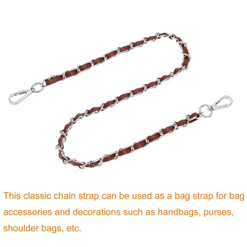 32" Purse Strap with Buckle for Shoulder and Cross Body(Dark Brown+Silver)