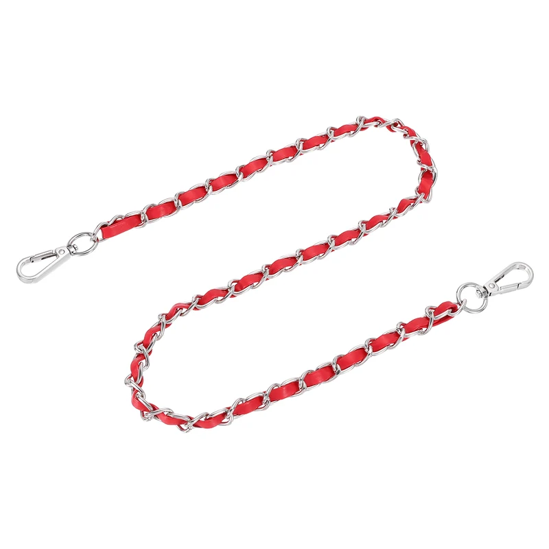 32" Purse Strap with Buckle for Shoulder and Cross Body(Red+Silver)