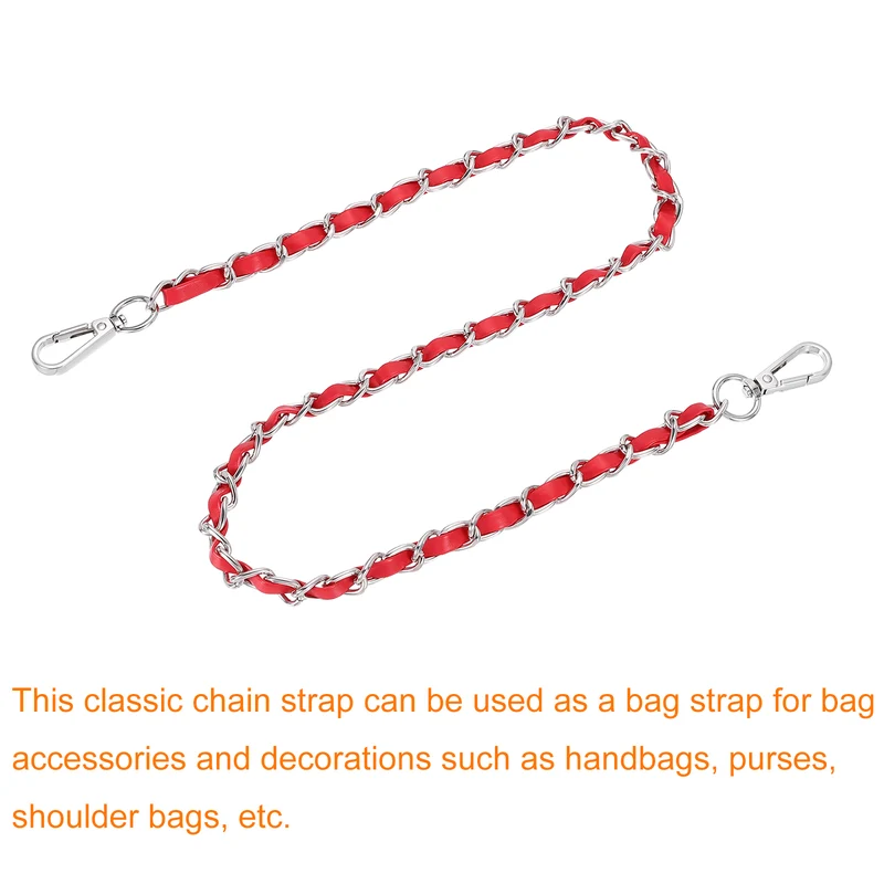 32" Purse Strap with Buckle for Shoulder and Cross Body(Red+Silver)