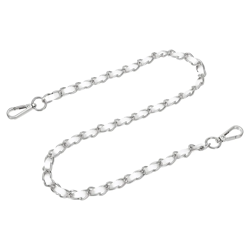 32" Purse Strap with Buckle for Shoulder and Cross Body(White+Silver)