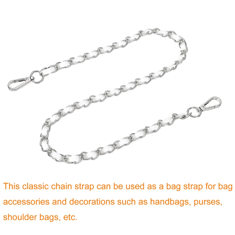 32" Purse Strap with Buckle for Shoulder and Cross Body(White+Silver)
