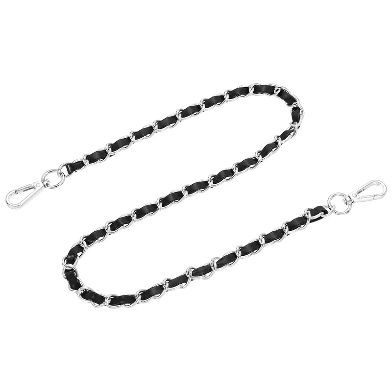 32" Purse Strap with Buckle for Shoulder and Cross Body(Black+Silver)