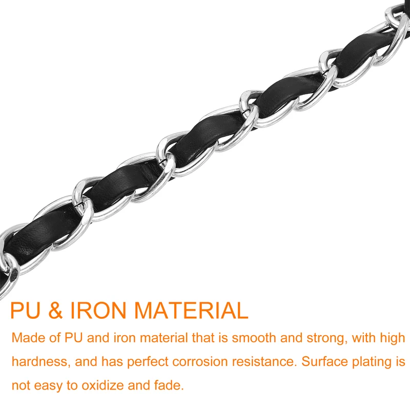 32" Purse Strap with Buckle for Shoulder and Cross Body(Black+Silver)