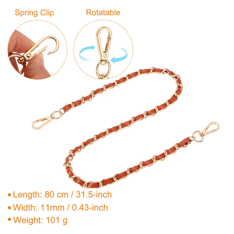 32" Purse Strap with Buckle for Shoulder and Cross Body(Brown+Gold)