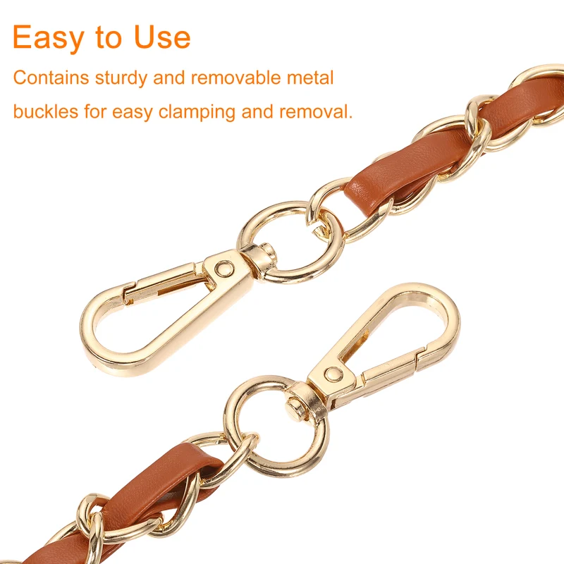 32" Purse Strap with Buckle for Shoulder and Cross Body(Brown+Gold)