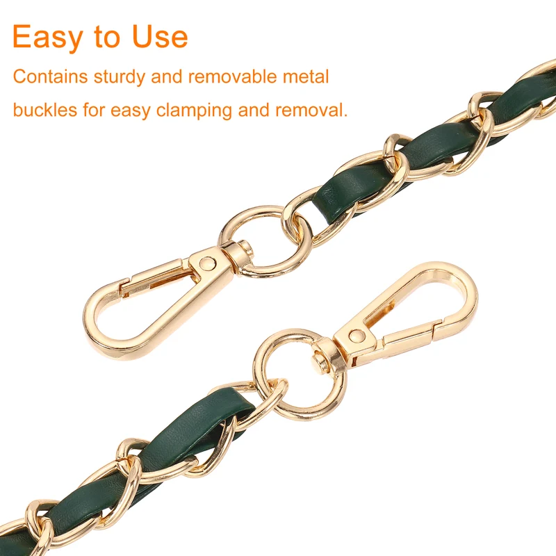 32" Purse Strap with Buckle for Shoulder and Cross Body(Green+Gold)