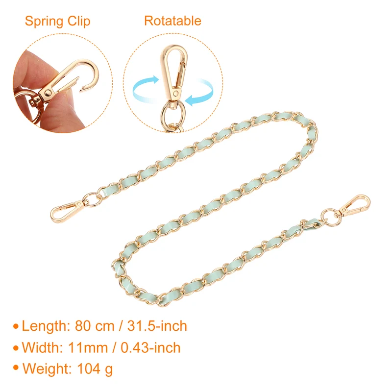 32" Purse Strap with Buckle for Shoulder and Cross Body(Light Green+Gold)