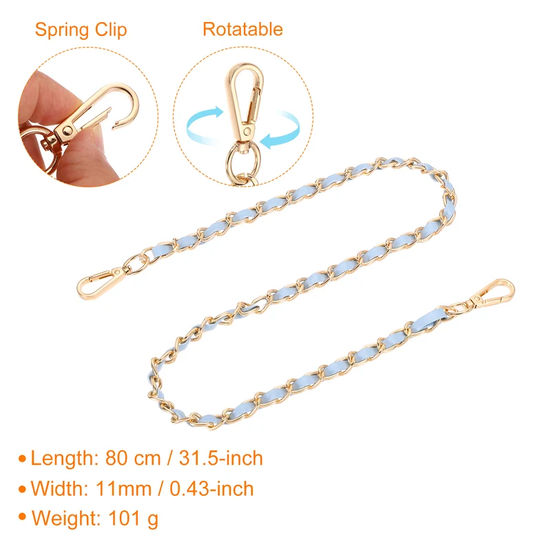 32" Purse Strap with Buckle for Shoulder and Cross Body(Sky Blue+Gold)