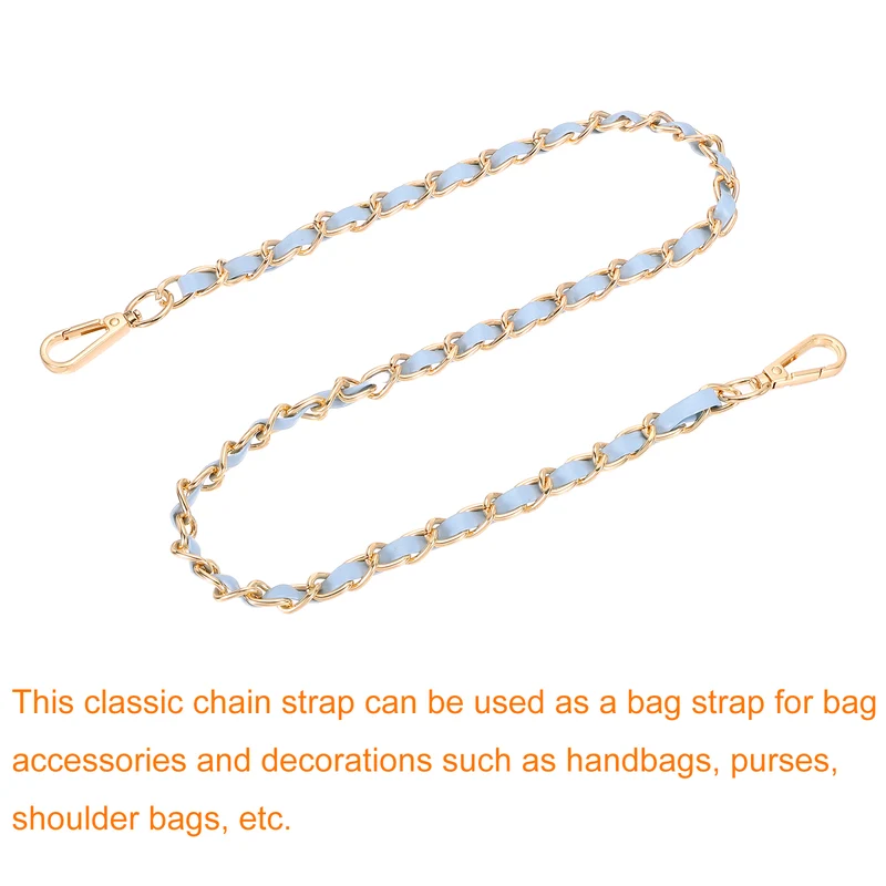32" Purse Strap with Buckle for Shoulder and Cross Body(Sky Blue+Gold)