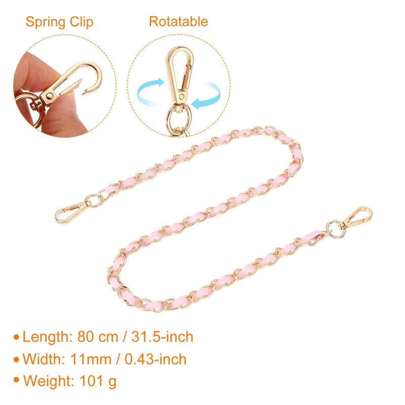 32" Purse Strap with Buckle for Shoulder and Cross Body(Pink+Gold)