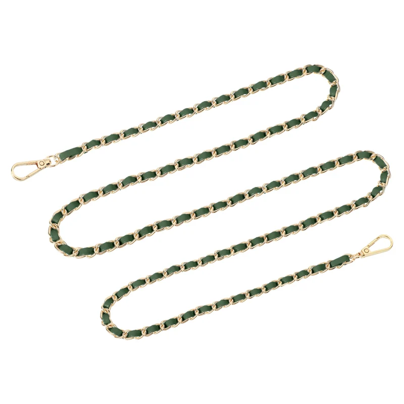 Purse Strap, 55" Leather for Shoulder and Cross Body Strap (Green, Gold)