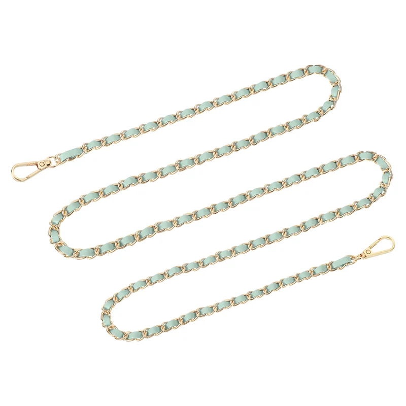 Purse Strap, 55" Leather for Shoulder and Cross Body Strap (Light Green, Gold)