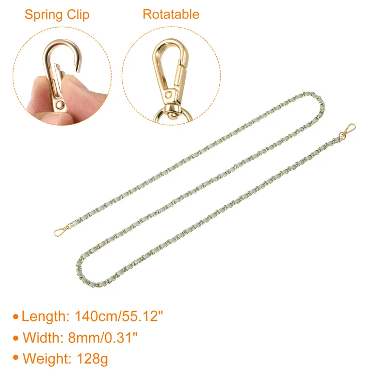 Purse Strap, 55" Leather for Shoulder and Cross Body Strap (Light Green, Gold)