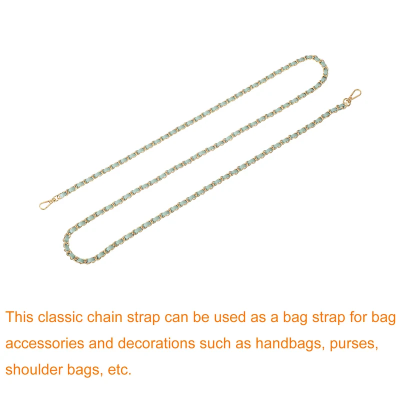 Purse Strap, 55" Leather for Shoulder and Cross Body Strap (Light Green, Gold)