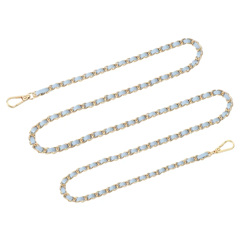 Purse Strap, 55" Leather for Shoulder and Cross Body Strap (Sky Blue, Gold)